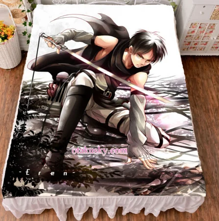 Attack On Titan Eren Yeager Anime Bed Sheet Summer Quilt Blanket Custom