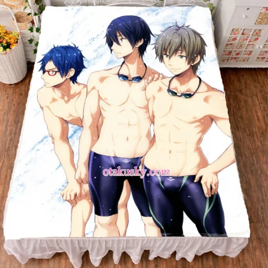 Free Haruka Nanase Makoto Tachibana Anime Bed Sheet Summer Quilt Blanket Custom 03 - Click Image to Close