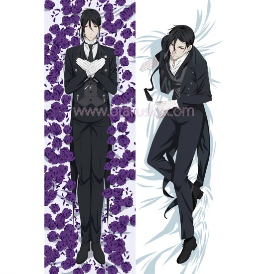 Black Butler Kuroshitsuji Dakimakura Sebastian Michaelis Body Pillow Case 02 - Click Image to Close