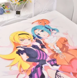 Bakemonogatari Shinobu Oshino Yotsugi Ononoki Bedsheet