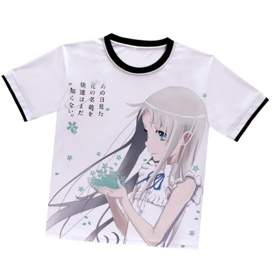 Anohana The Flower We Saw That Day Meiko Menma Honma White T-Shirt 02 - Click Image to Close