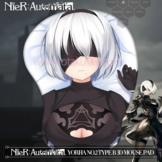 2way NieR: Automata YoRHa 2B Anime 3D Mouse Pad Mat Wrist Rest 02 - Click Image to Close