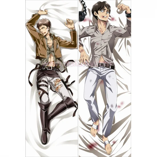 Attack on Titan Dakimakura Eren Yeager Jean Kirstein Body Pillow Case 02 - Click Image to Close