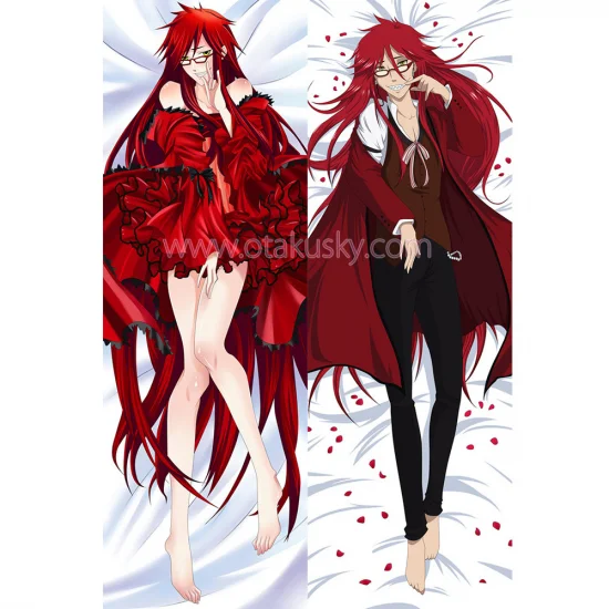 Black Butler Kuroshitsuji Dakimakura Grell Sutcliff Body Pillow Case - Click Image to Close